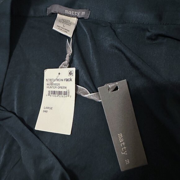 Matty M Wrap Midi Skirt, Stretch Satin, Hunter Green, Size L NWT - Picture 5 of 5